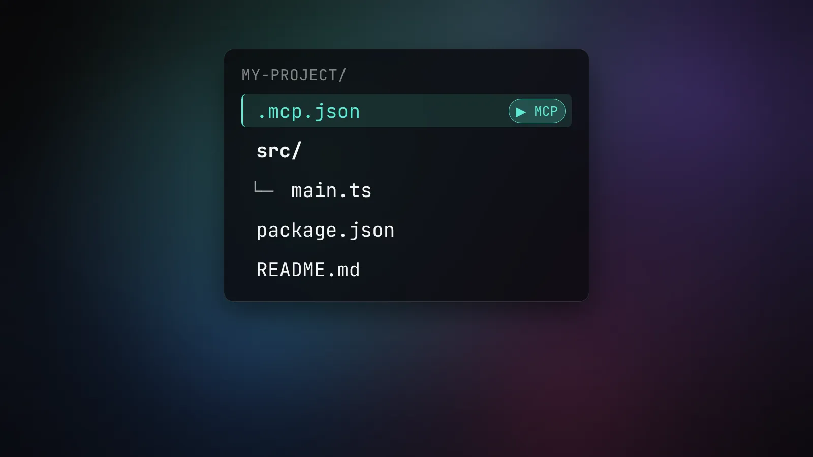 Дерево проекта с файлом .mcp.json в корне рядом с исходниками: сервер описан в репозитории и раздаётся всей команде через git