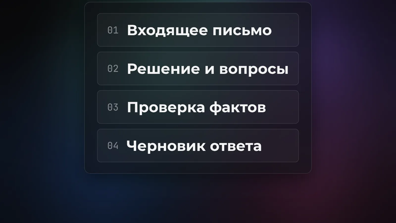 Схема разбора письма: входящее сообщение, решение, проверка и черновик
