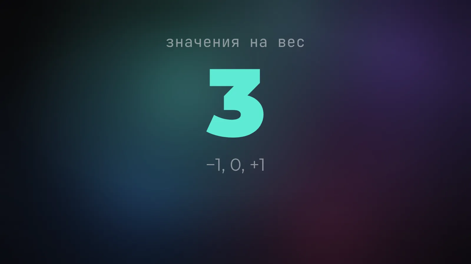 Тернарный вес хранит всего три значения на параметр - минус один, ноль и плюс один