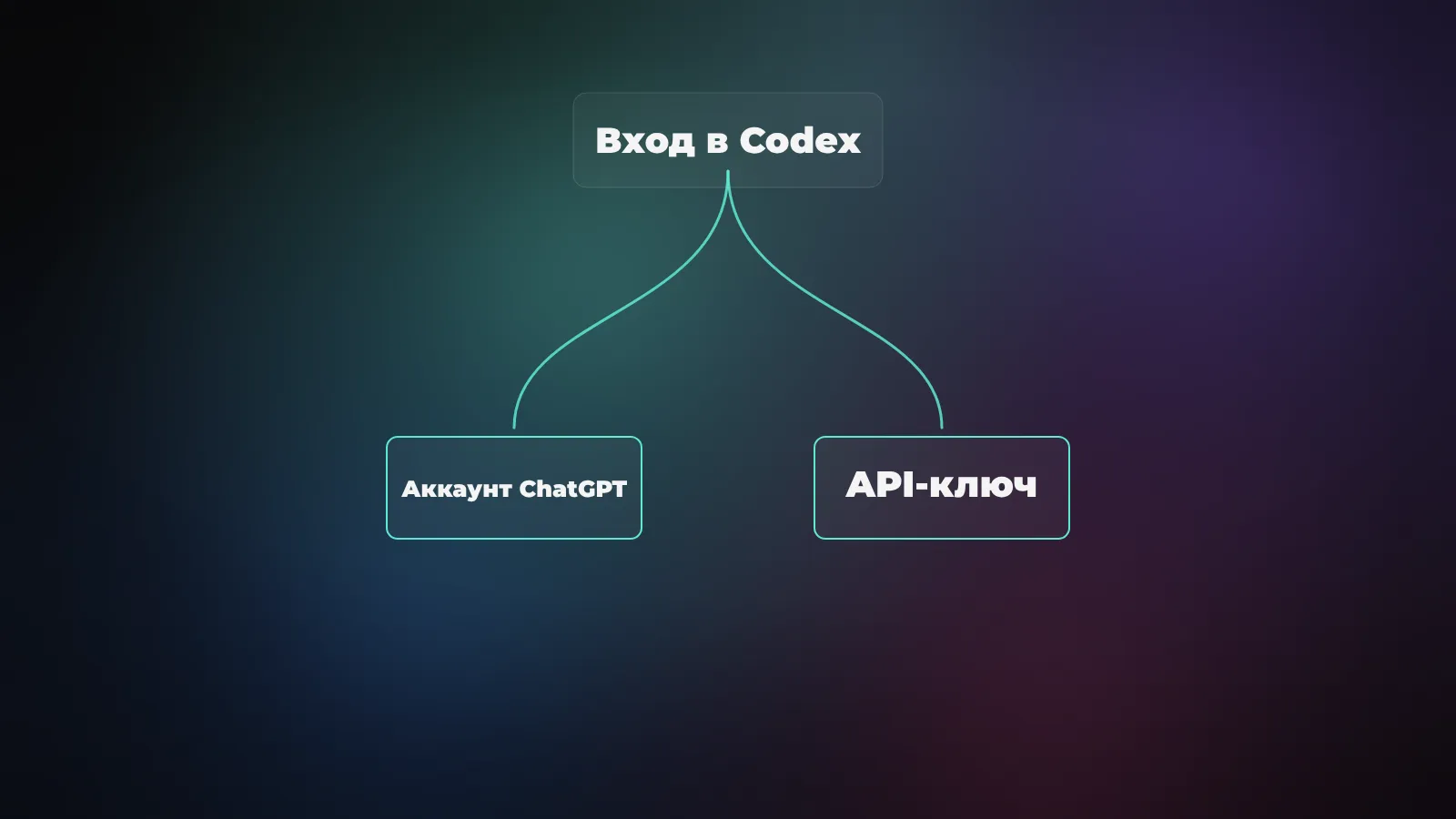 Схема: вход в Codex двумя путями - через аккаунт ChatGPT или через API-ключ OPENAI_API_KEY